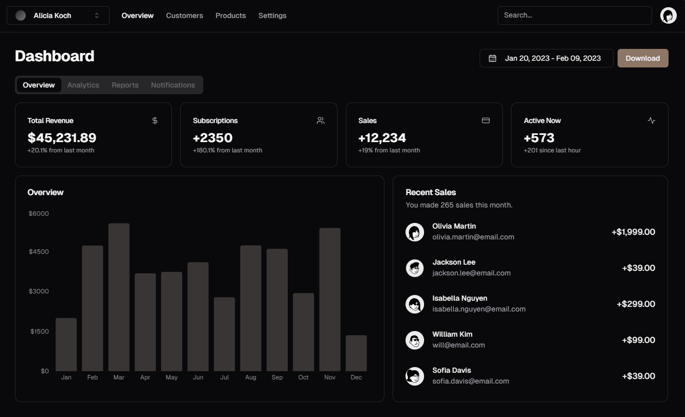 Toolken dashboard preview